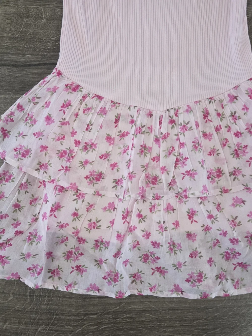 Girls Floral Tiered V-Waist Dress Size L 10/12 NWT